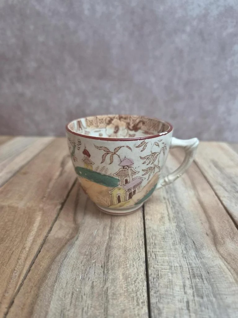 Tasse terre de fer Sarreguemines modèle Kyoto polychrome ancienne